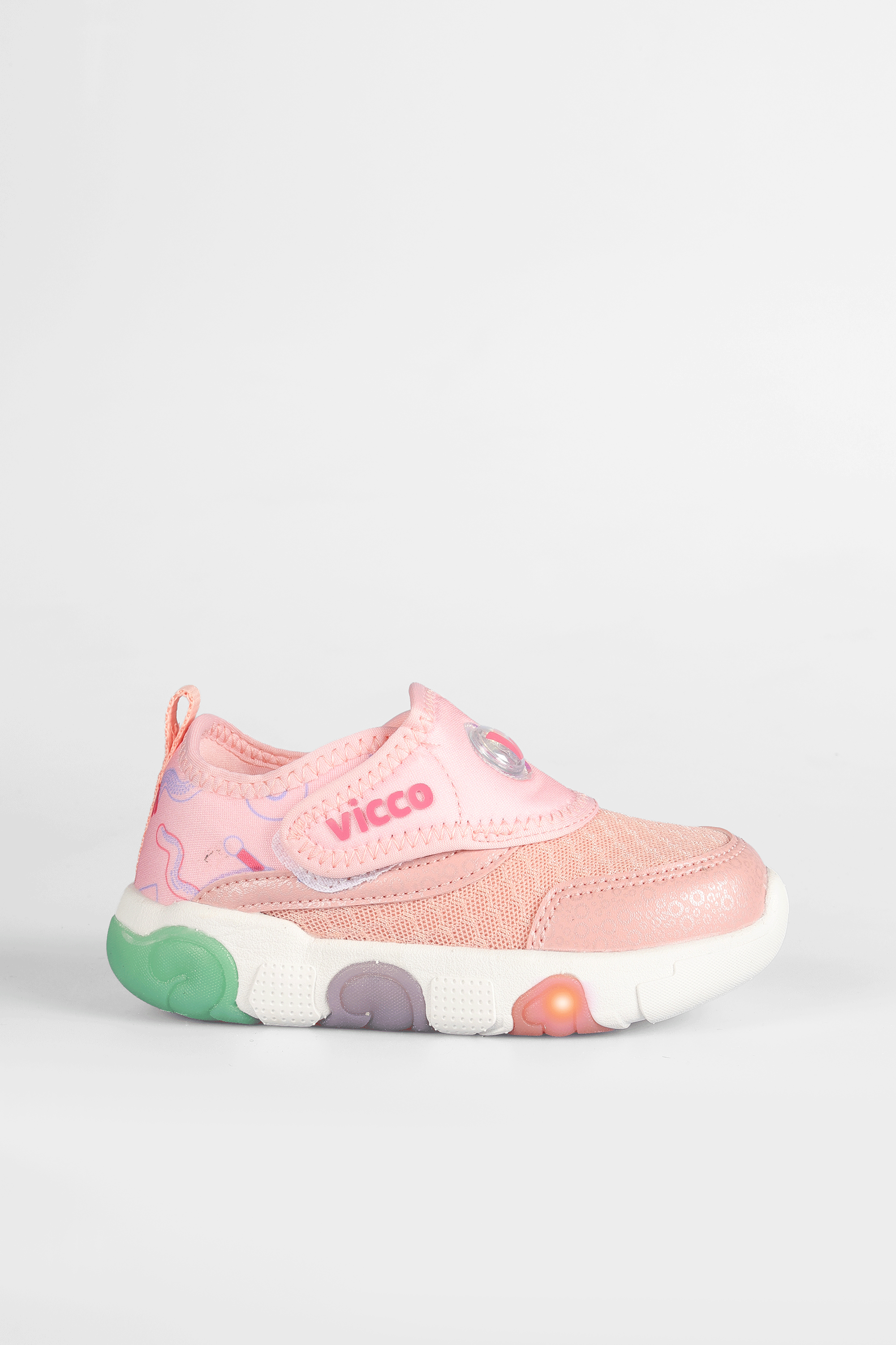 Vicco Sort Işıklı Kız Bebek Pudra Spor Ayakkabı