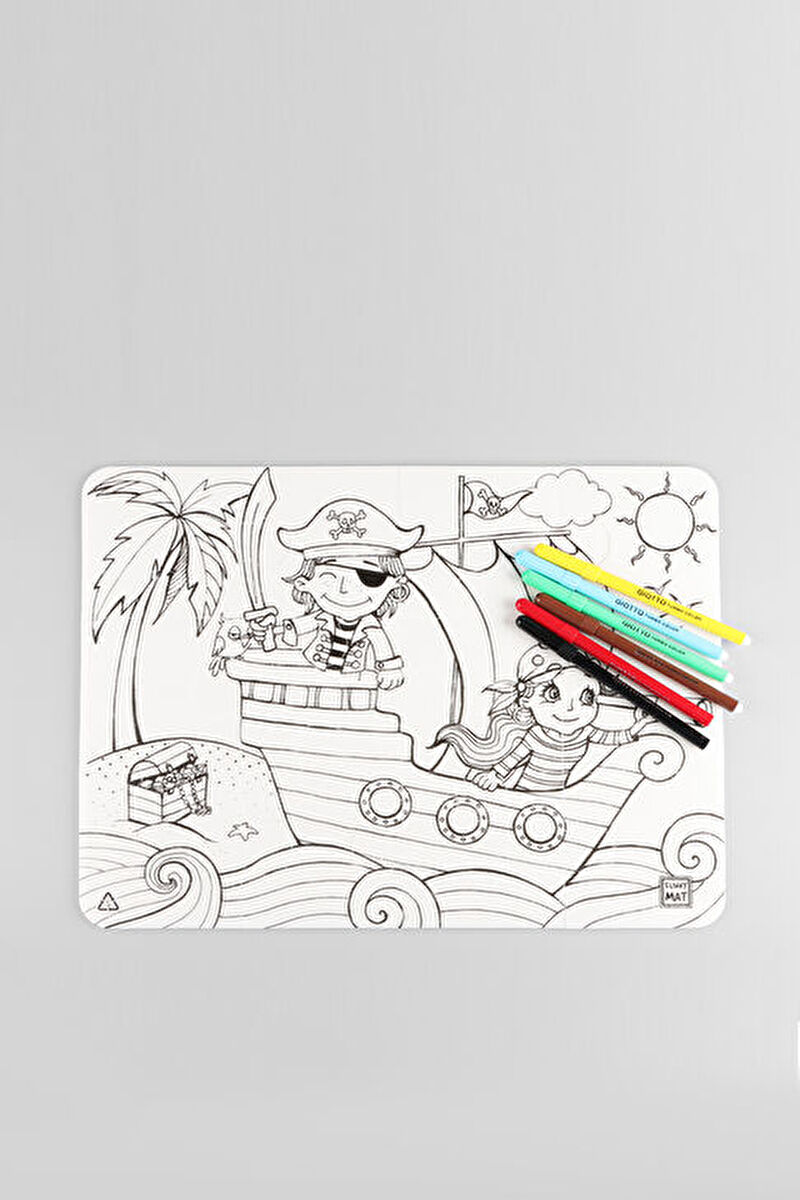 Akademi Çocuk Mat Puzzle Korsan Adası Yıkanabilir Unisex Aksesuar Beyaz Boyama Kitabı25K.A25M.3153-11 | Vicco
