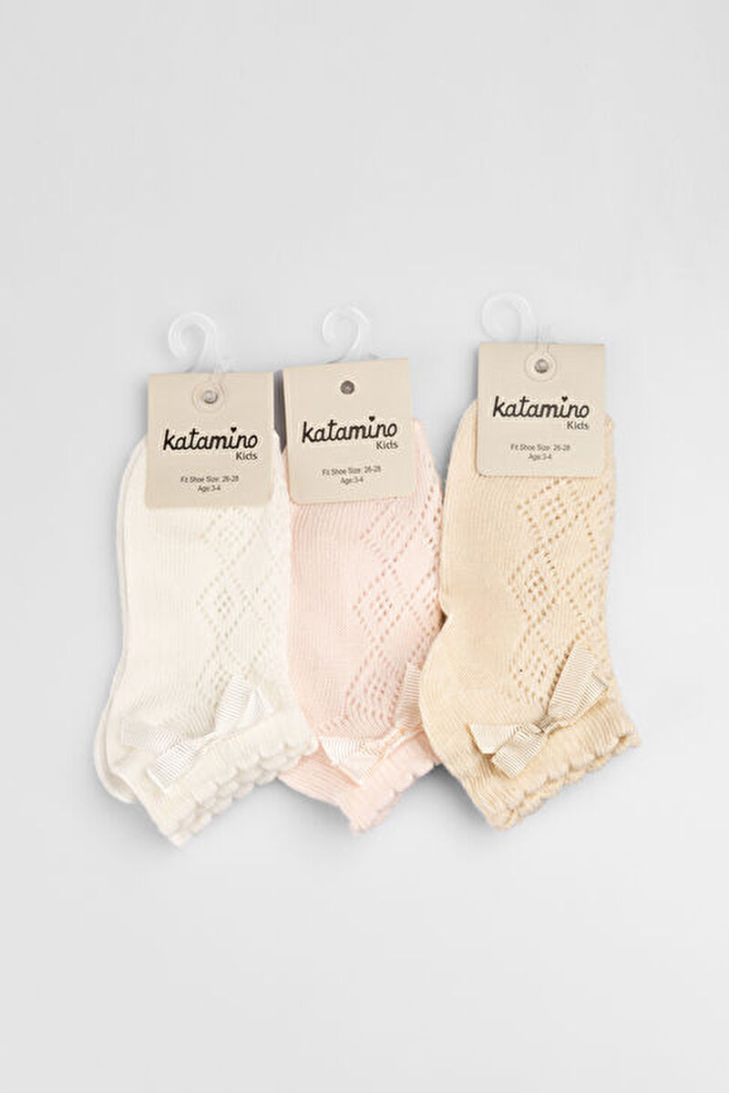 Katamino Tivoli 3'lü Kız Bebek Kum/Bej/Pembe ÇorapE.K23027B-251506 | Vicco