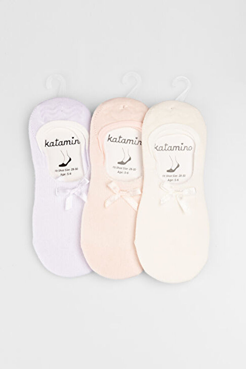Katamino Harbor 3'lü Kız Okul Öncesi Beyaz/Bej/Lila ÇorapE.K90094P-111516 | Vicco