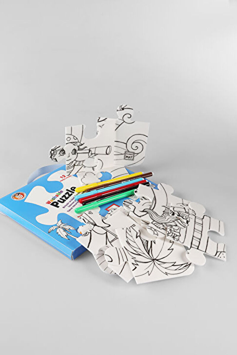 Akademi Çocuk Mat Puzzle Korsan Adası Yıkanabilir Unisex Aksesuar Beyaz Boyama Kitabı25K.A25M.3153-11 | Vicco