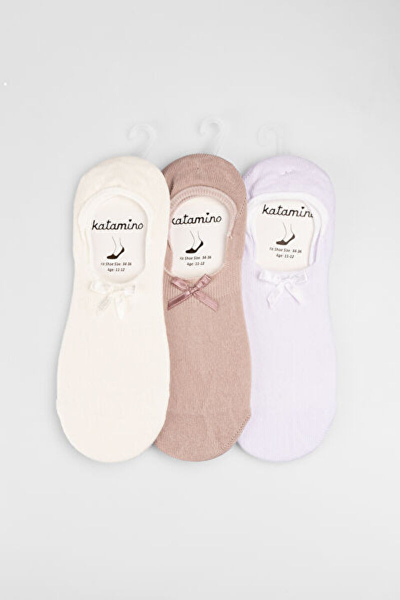 Katamino Harbor 3'lü Kız Çocuk Beyaz/Bej/Lila ÇorapE.K90094F-111516 | Vicco
