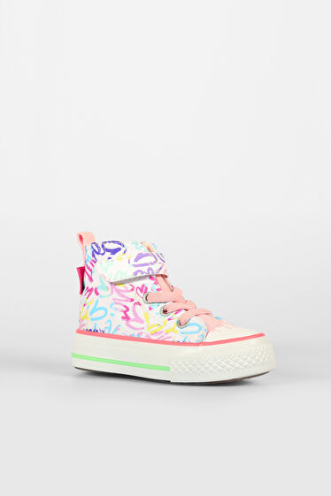 Vicco Ada Desenli Kız Bebek Beyaz/Pembe Sneaker