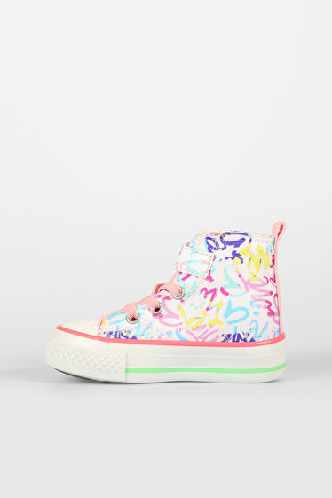 Vicco Ada Desenli Kız Bebek Beyaz/Pembe Sneaker
