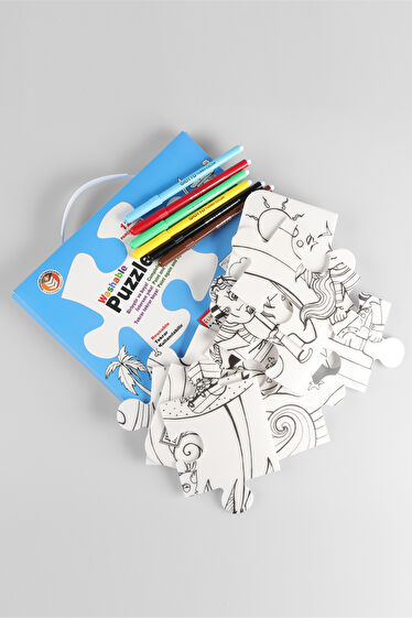 Akademi Çocuk Mat Puzzle Korsan Adası Yıkanabilir Unisex Aksesuar Beyaz Boyama Kitabı