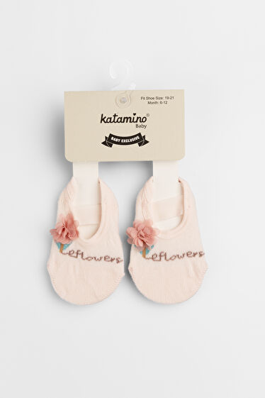 Katamino Palmas Çiçekli Kız İlk Adım Pembe Çorap