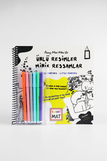 Akademi Çocuk Mat Mini Set Ünlü Resimler Minik Ressamlar Yıkanabilir Unisex Aksesuar Beyaz Boyama Kitabı