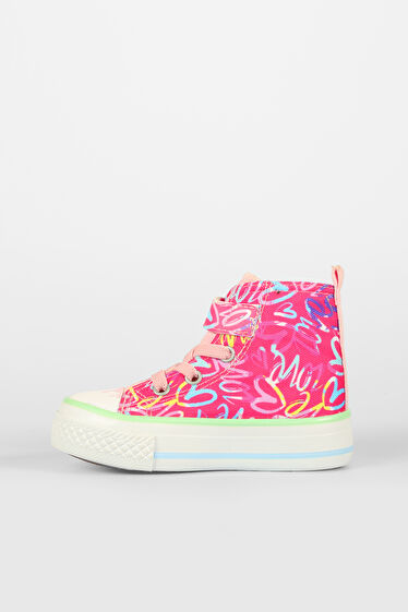 Vicco Ada Desenli Kız Bebek Fuşya Sneaker