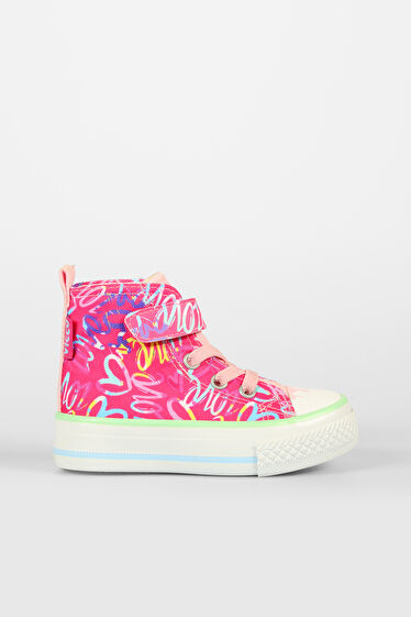 Vicco Ada Desenli Kız Bebek Fuşya Sneaker