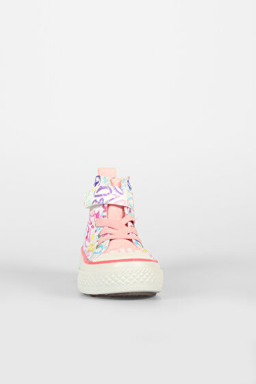 Vicco Ada Desenli Kız Bebek Beyaz/Pembe Sneaker