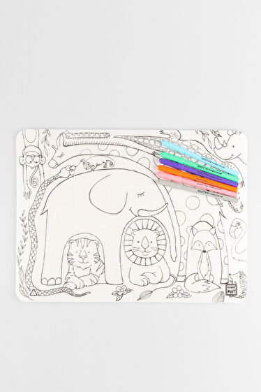 Akademi Çocuk Mat Puzzle Sevimli Dostlar Yıkanabilir Unisex Aksesuar Beyaz Boyama Kitabı