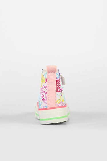 Vicco Ada Desenli Kız Bebek Beyaz/Pembe Sneaker