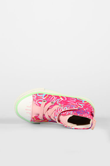 Vicco Ada Desenli Kız Bebek Fuşya Sneaker