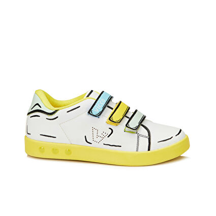 Vicco Picasso Işıklı Unisex Çocuk Beyaz/Sarı Sneaker