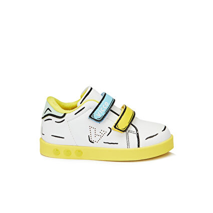 Vicco Picasso Işıklı Unisex Okul Öncesi Beyaz/Sarı Sneaker