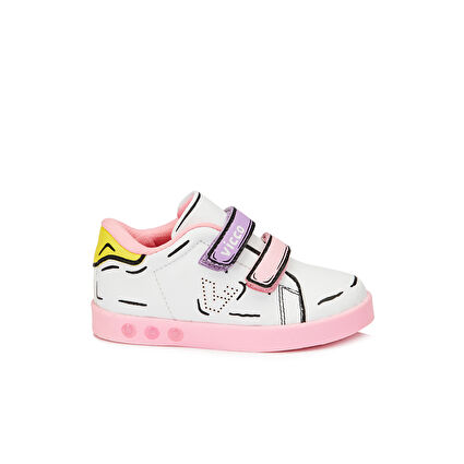 Vicco Picasso Işıklı Kız Bebek Beyaz/Pembe Sneaker