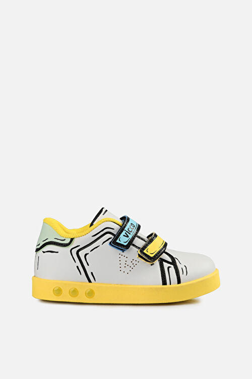 Vicco Picasso Işıklı Unisex Bebek Beyaz/Sarı Sneaker 313.B22Y.153-1112 | Vicco