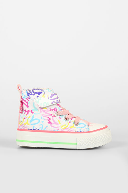 Vicco Ada Desenli Kız Bebek Beyaz/Pembe Sneaker 925.B25Y.226-1106 | Vicco