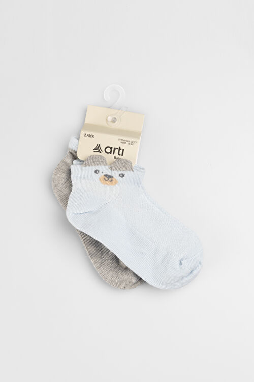 Katamino Salaman 2'li Erkek İlk Adım Mavi/Gri Çorap E.K48025E-0418 | Vicco