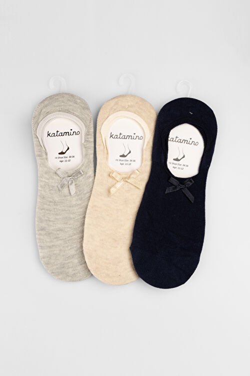 Katamino Harbor 3'lü Kız Çocuk Lacivert/Kum/Gri Çorap E.K90094F-012518 | Vicco
