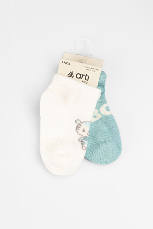 Katamino Aristo 2'li Erkek İlk Adım Beyaz/Mavi Çorap E.K20406E-1104 | Vicco