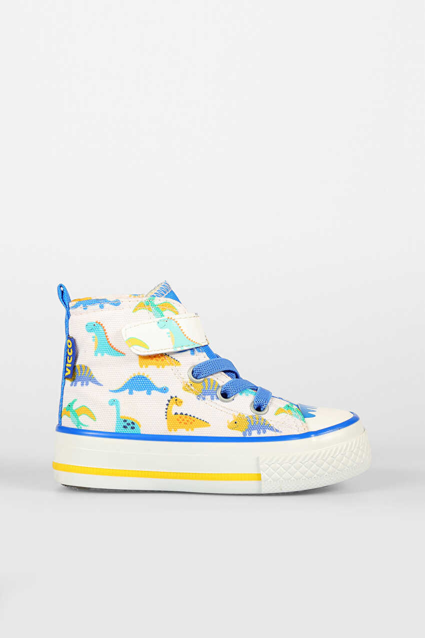 Vicco Ada Desenli Erkek Bebek Beyaz/Saks Mavi Sneaker