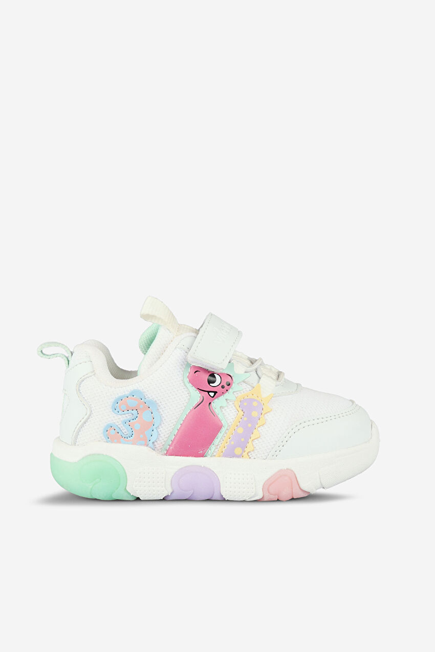 Vicco Number Işıklı Kız Bebek Beyaz/Mint Yeşil Spor Ayakkabı
