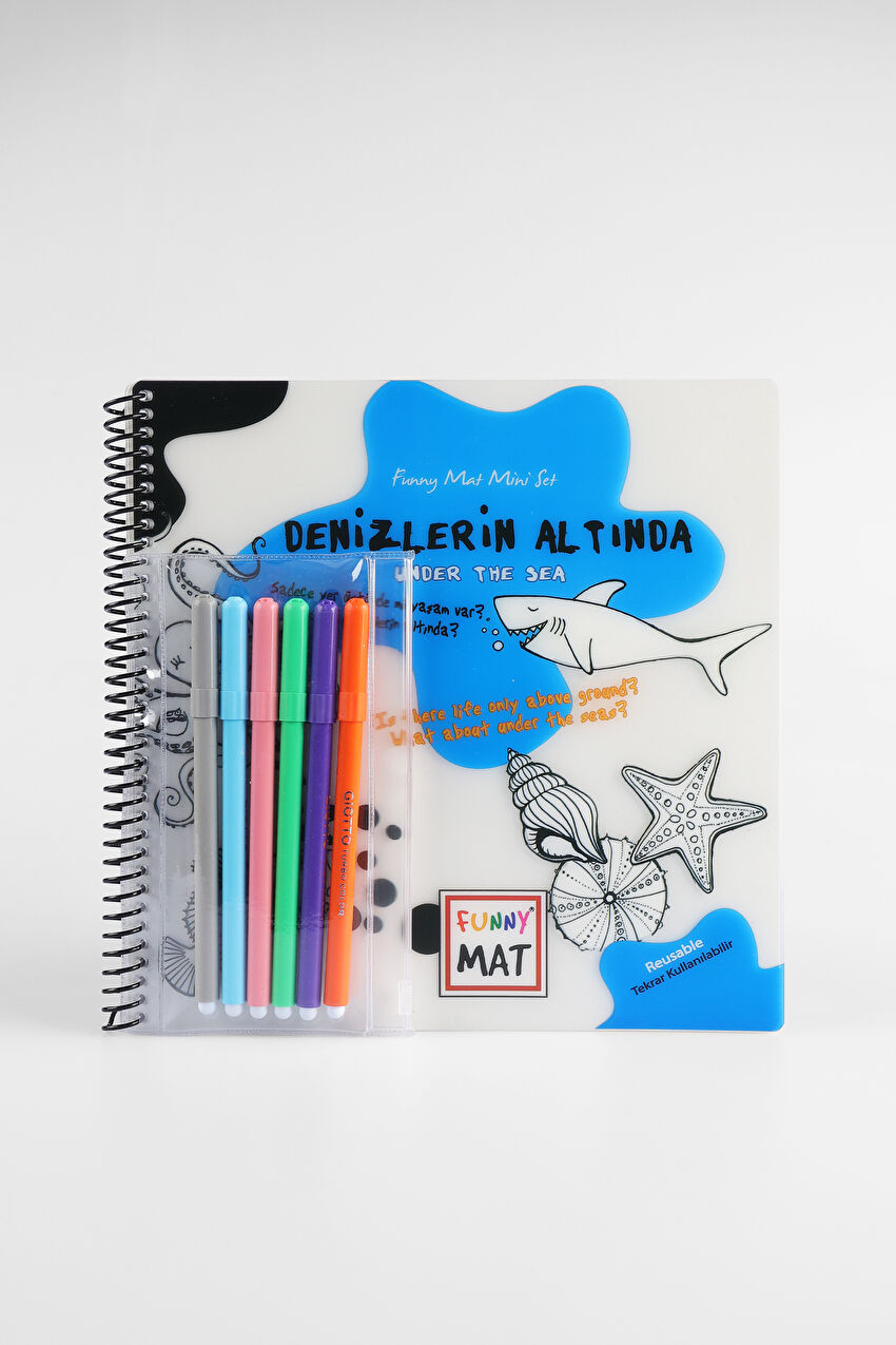 Akademi Çocuk Mat Mini Set Denizlerin Altında Yıkanabilir Unisex Aksesuar Beyaz Boyama Kitabı