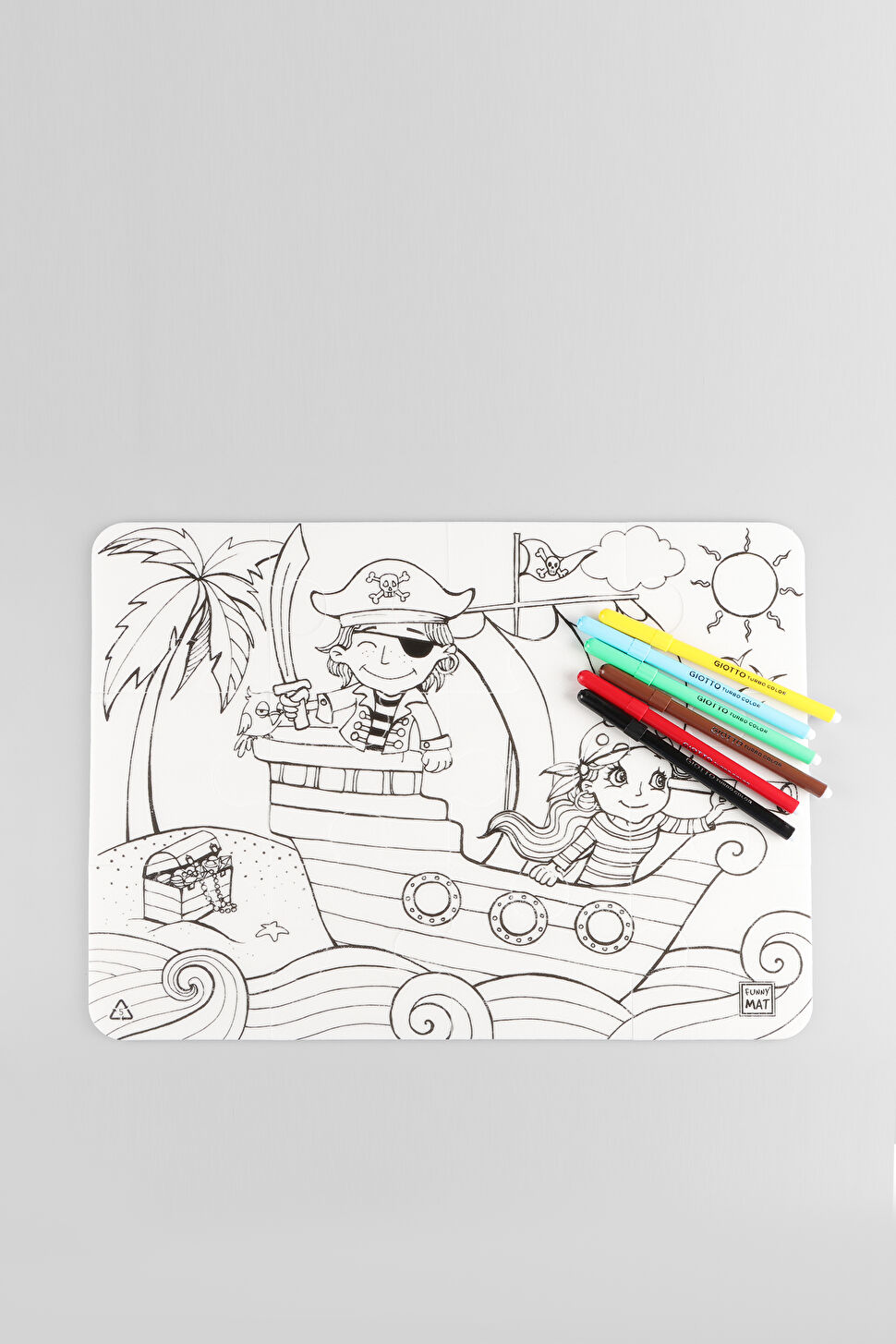 Akademi Çocuk Mat Puzzle Korsan Adası Yıkanabilir Unisex Aksesuar Beyaz Boyama Kitabı 25K.A25M.3153-11 | Vicco