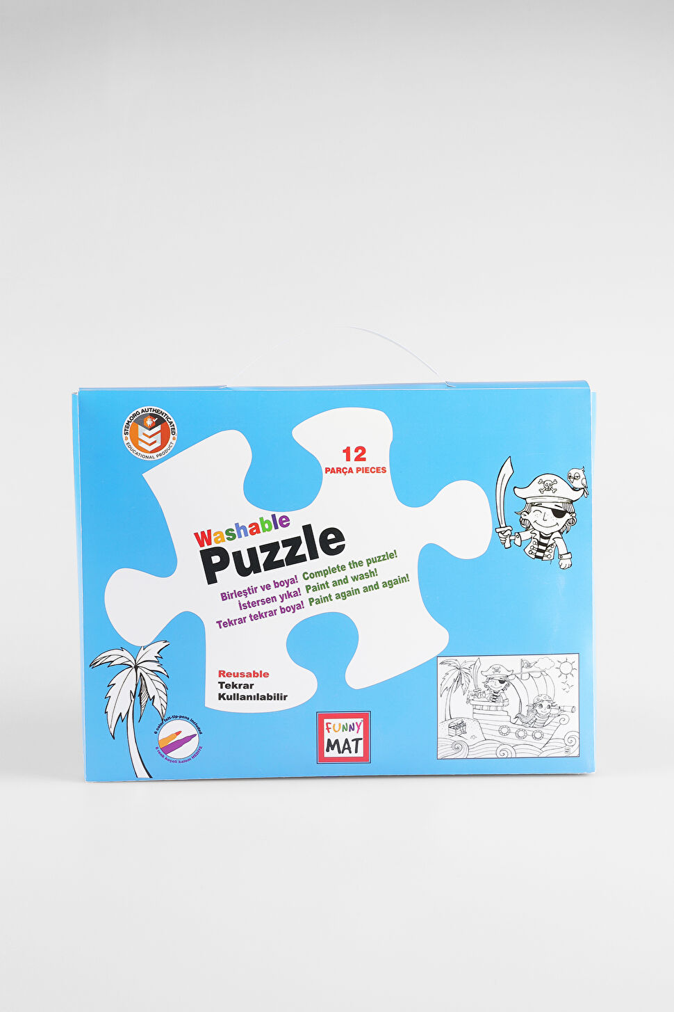 Akademi Çocuk Mat Puzzle Korsan Adası Yıkanabilir Unisex Aksesuar Beyaz Boyama Kitabı 25K.A25M.3153-11 | Vicco