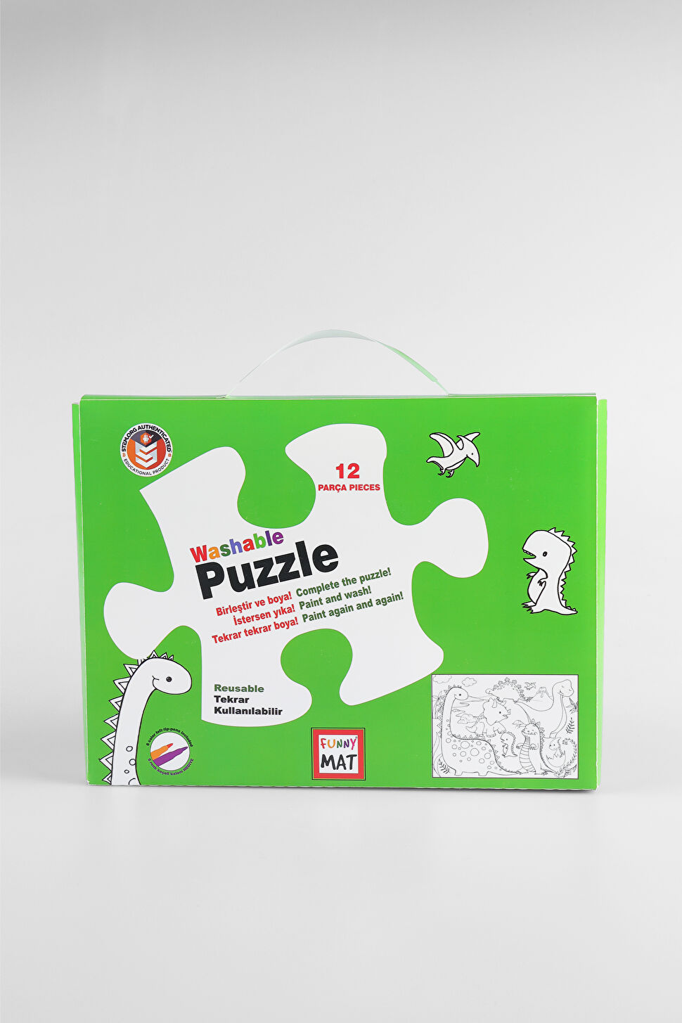 Akademi Çocuk Mat Puzzle Dinazor Çağı Yıkanabilir Unisex Aksesuar Beyaz Boyama Kitabı 25K.A25M.3151-11 | Vicco