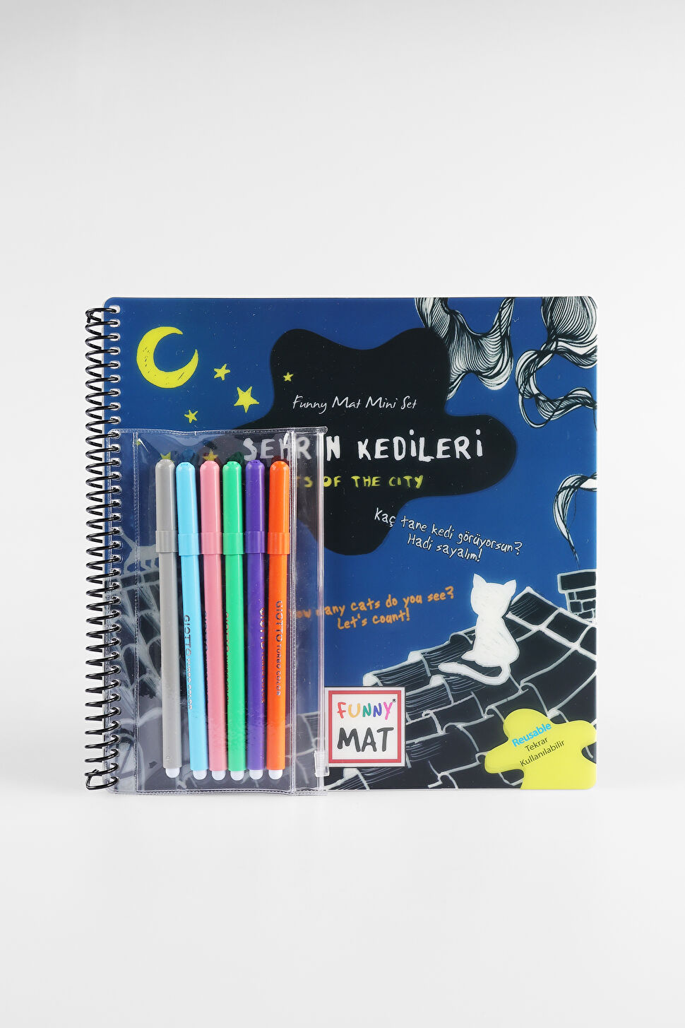 Akademi Çocuk Mat Mini Set Şehrin Kedileri Yıkanabilir Unisex Aksesuar Beyaz Boyama Kitabı 25K.A25M.1162-11 | Vicco