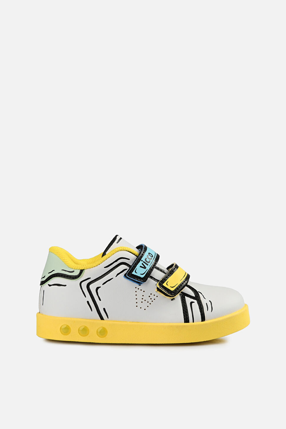 Vicco Picasso Işıklı Unisex Bebek Beyaz/Sarı Sneaker 313.B22Y.153-1112 | Vicco