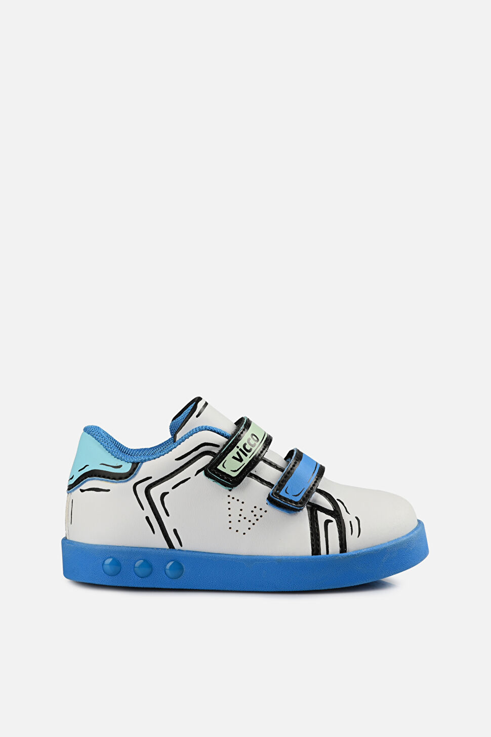 Vicco Picasso Işıklı Erkek Bebek Beyaz/Saks Mavi Sneaker 313.B22Y.153-1105 | Vicco